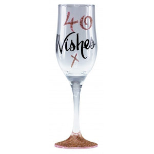 40TH BIRTHDAY WISHES ROSE GOLD WINE GLASS GIFT BOXED