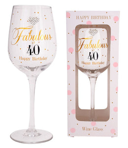 40TH BIRTHDAY FAB AT 40 DOTS WINE GLASS
