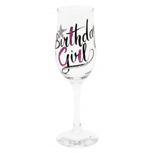 BIRTHDAY GIRL PINK HOLO FLUTE GLASS GIFT BOX