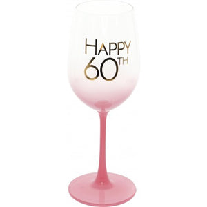60TH BIRTHDAY CORAL NEO WINE GLASS GIFT BOXED