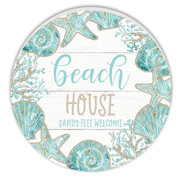 ROUND TIMBER WALL ART 60CM REEF HOUSE