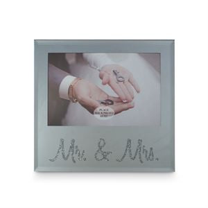 MR & MRS SILVER TEXT PHOTO FRAME 6X4