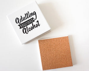 COASTER ADULTING REQUIRES ALCOHOL SET OF 4