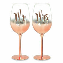 Load image into Gallery viewer, MR &amp; MRS ROSE GOLD OMBRE CHAMPAGNE GLASSES
