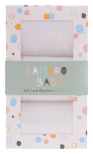 BAMBOO BABY FACEWASHERS S/3